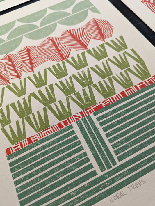 Coral Trees print closeup