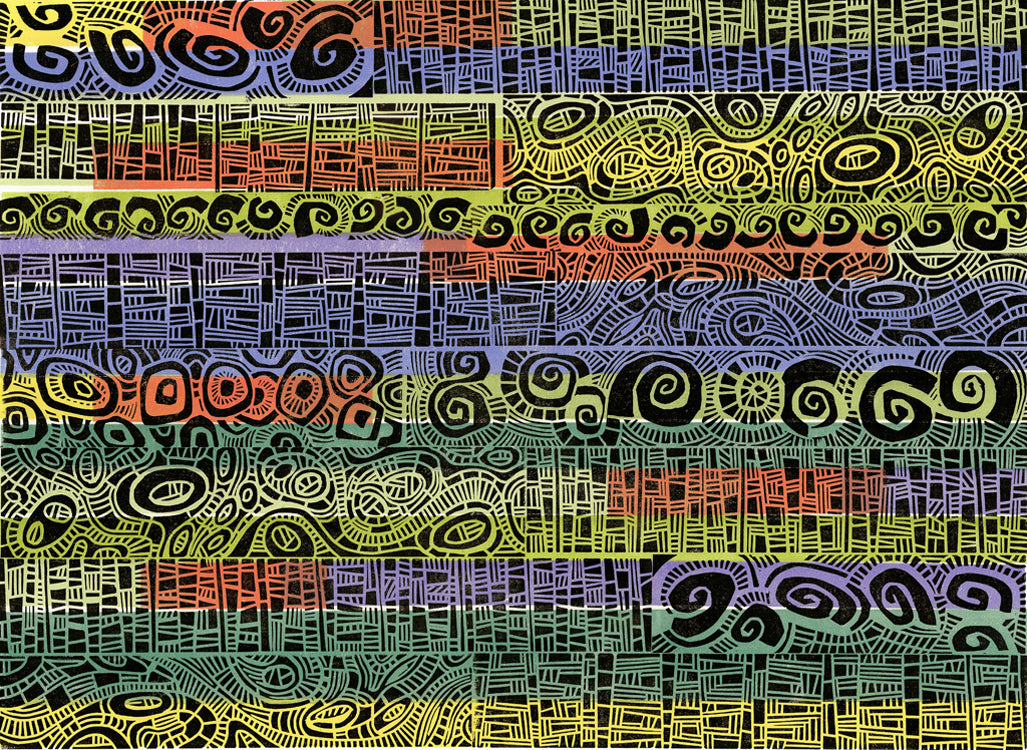 Hundertwasser 3 Collagraph Print 26"x19"