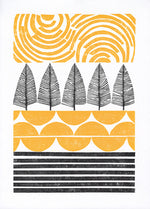 Black Lakeshore collagraph print