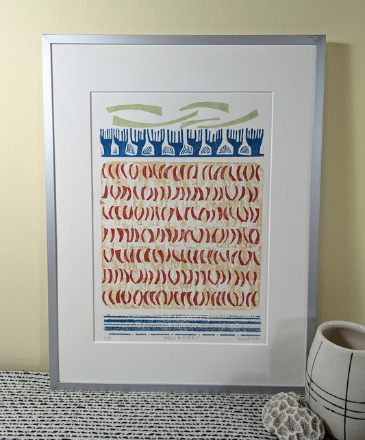 Field & Forest collagraph print framed