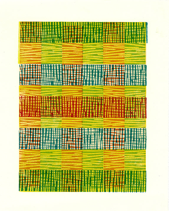 Madras Plaid linocut print
