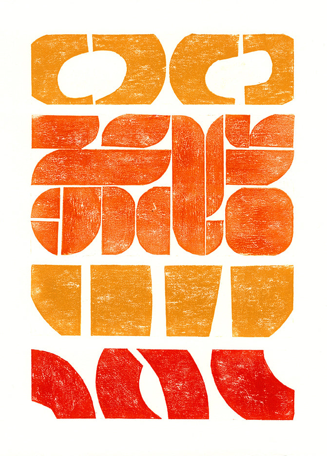 Mod Patterns collagraph print