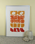 Mod Patterns collagraph print framed