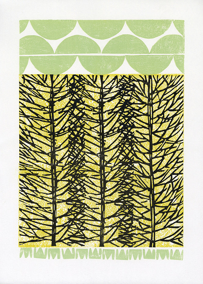 Spring Forest collagraph print