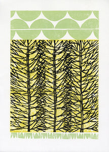 Spring Forest collagraph print
