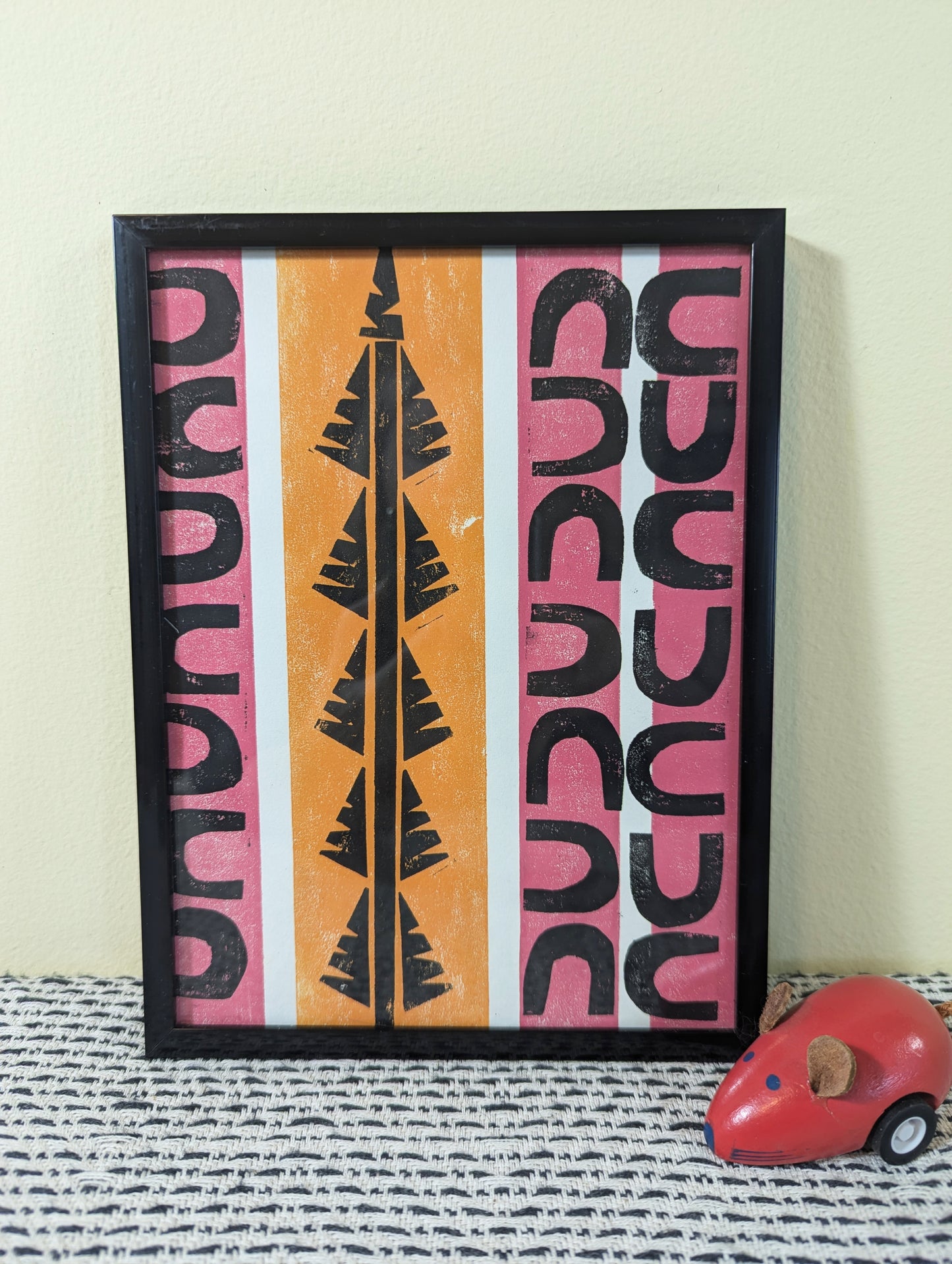 Spring Colours 2 collagraph print framed