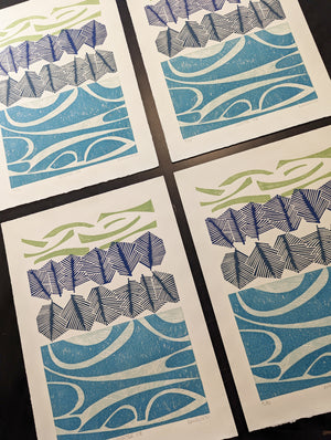 Winter Ice linocut print