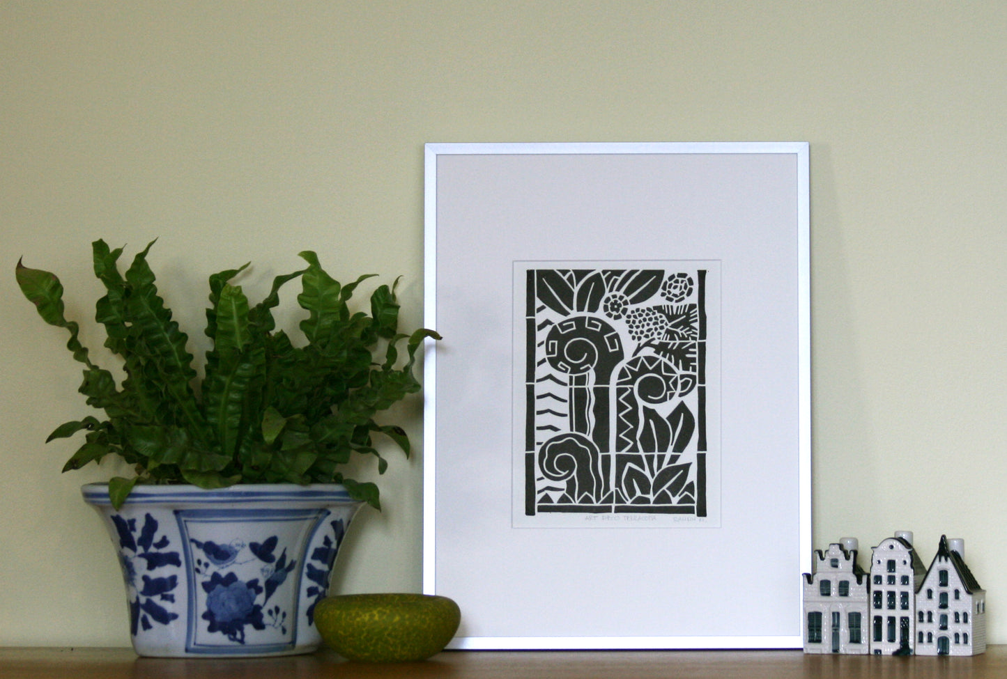 Art Deco Terracotta Print Framed