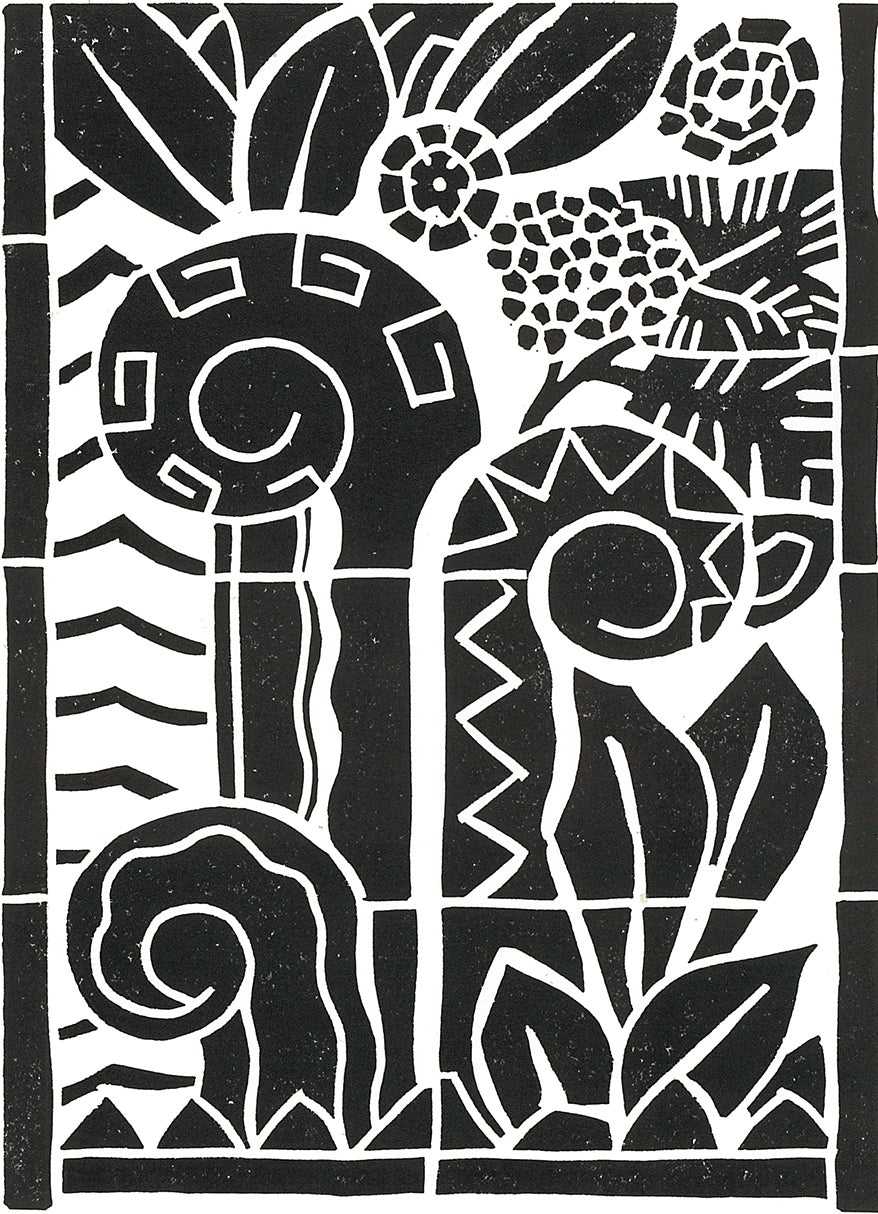 Art Deco Terracotta Linocut Print 8"x10"