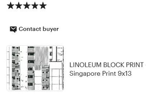 Singapore Architecture Linoprint - Black & White Linocut Print - Brutalist Building - BLOCK 68 RED HILL CLOSE by Margaret Rankin