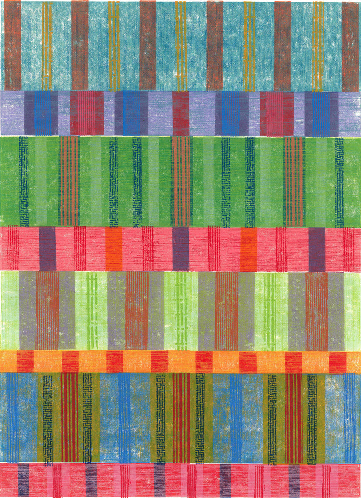 Deck Chair Fabric 2  20"x26" Collagraph Print