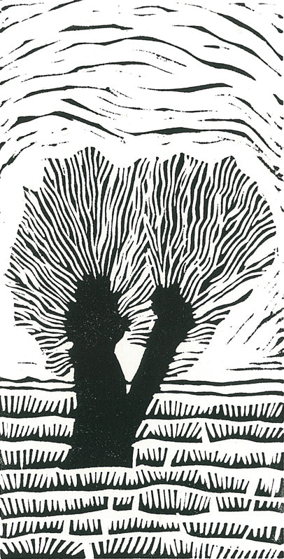 Double Willow Linocut Print