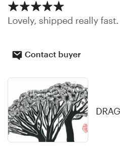 Dragon's Blood Tree Linoprint - Linocut Trees - DRAGON TREES by Margaret Rankin
