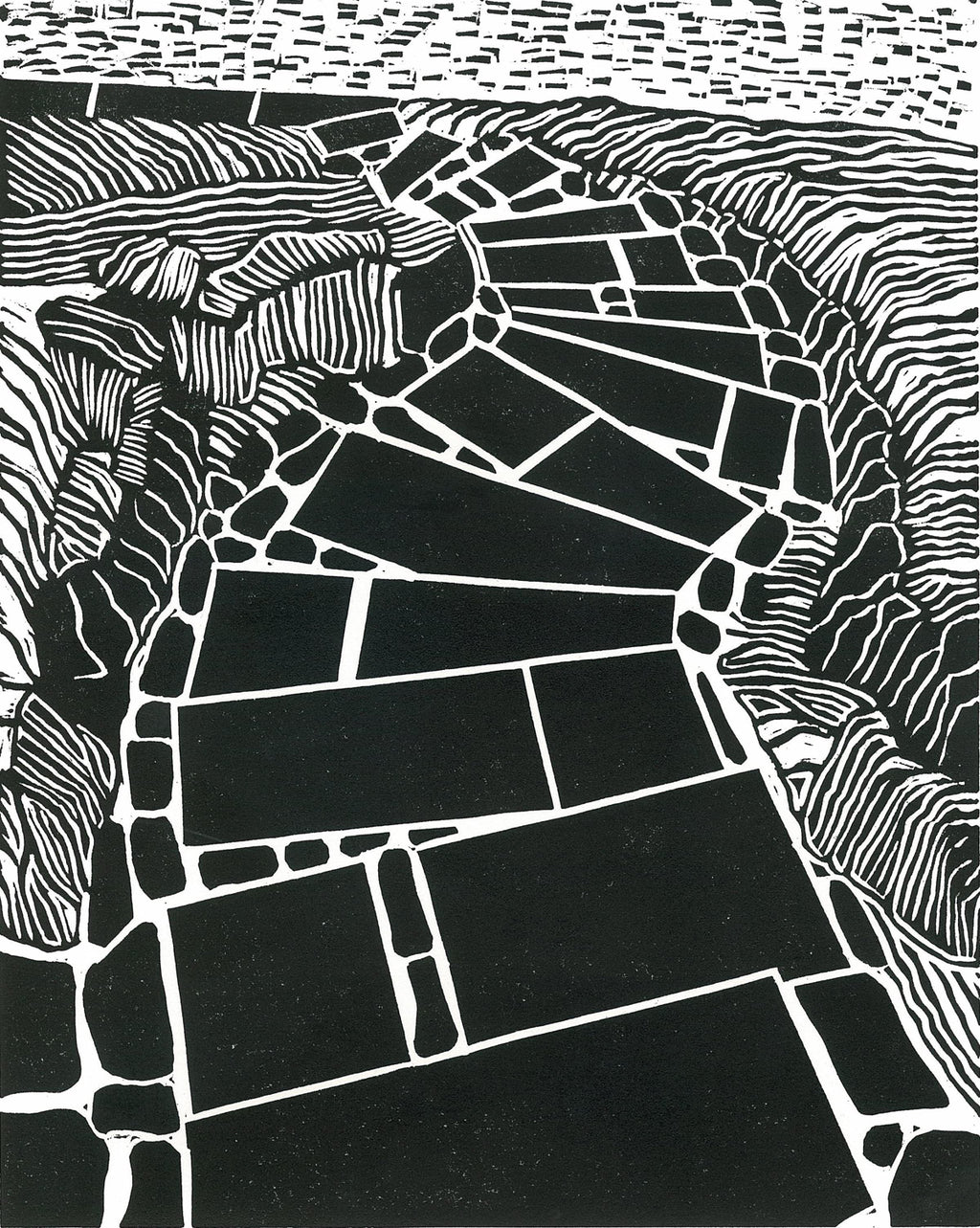 Garden Steps Linocut Print 9"x13"