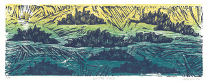 Juniper Field 15"x7 1/2" Woodcut Linocut Print