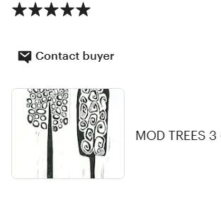 MOD TREES 3 Linoprint - Black & white linocut print with mid century flair