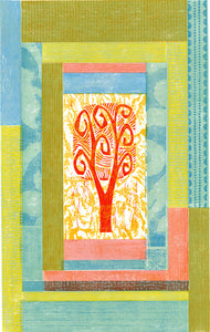Orange Tree Quilt 13"x19" Collagraph Print