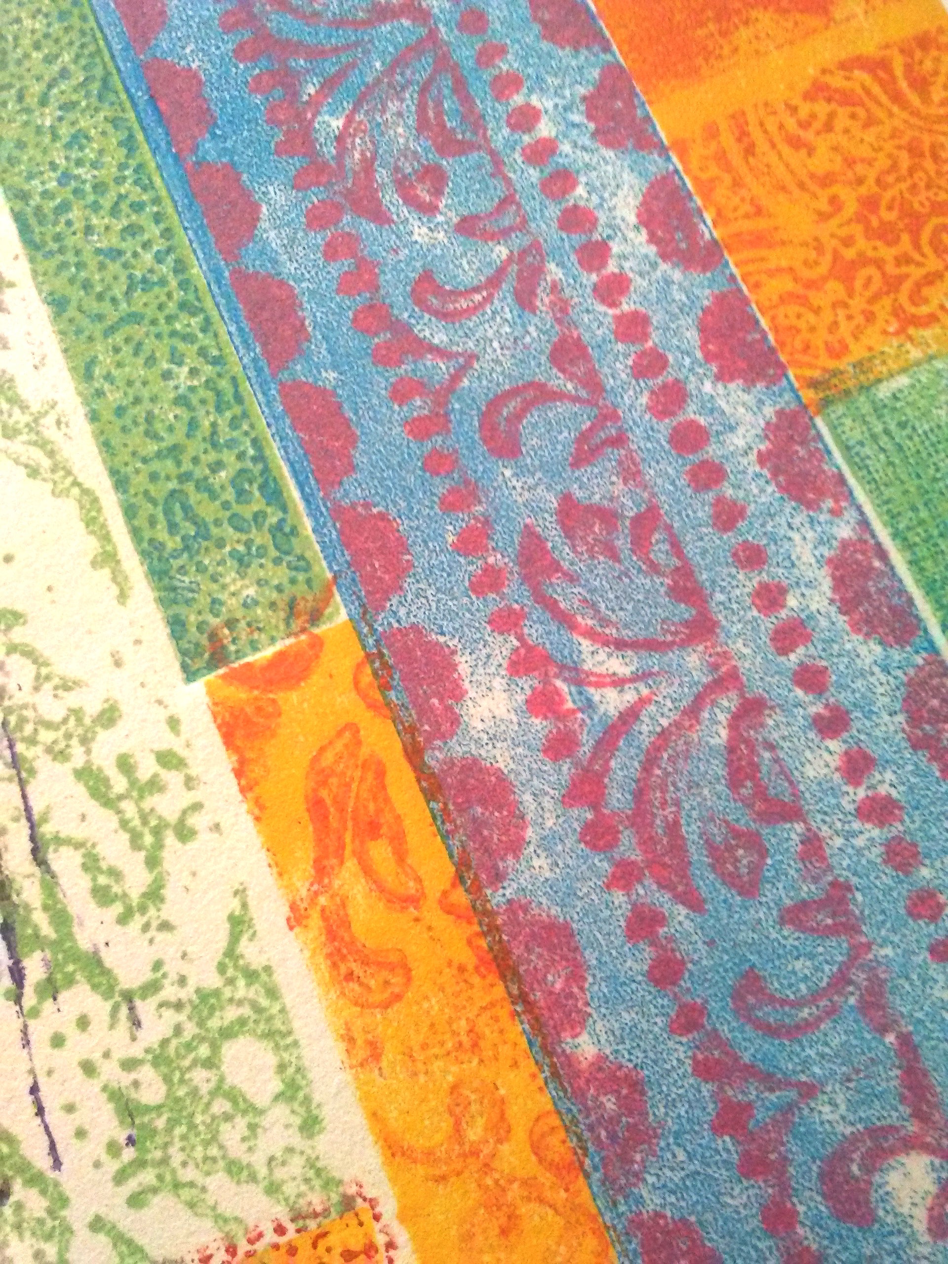 Purple Tree Quilt 13x19 Collagraph Print