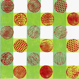 Red Dots 6"x6" Collagraph Print