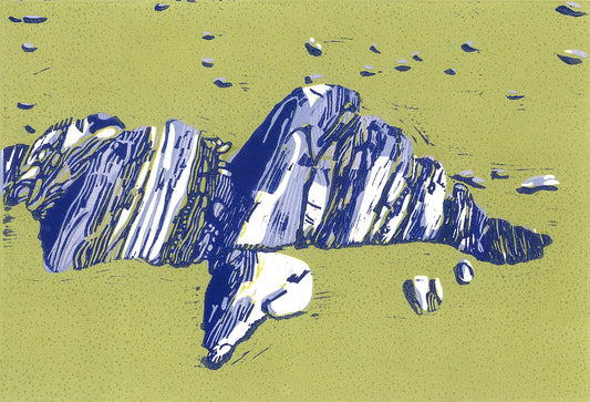 Rocks at Mabou Coal Mines Beach Lino Print 13"x9"