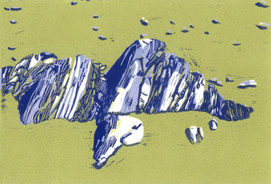 Rocks at Mabou Coal Mines Beach Lino Print 13"x9"
