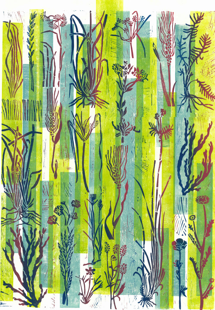 Summer Botanical 20"x26" Linocut Print