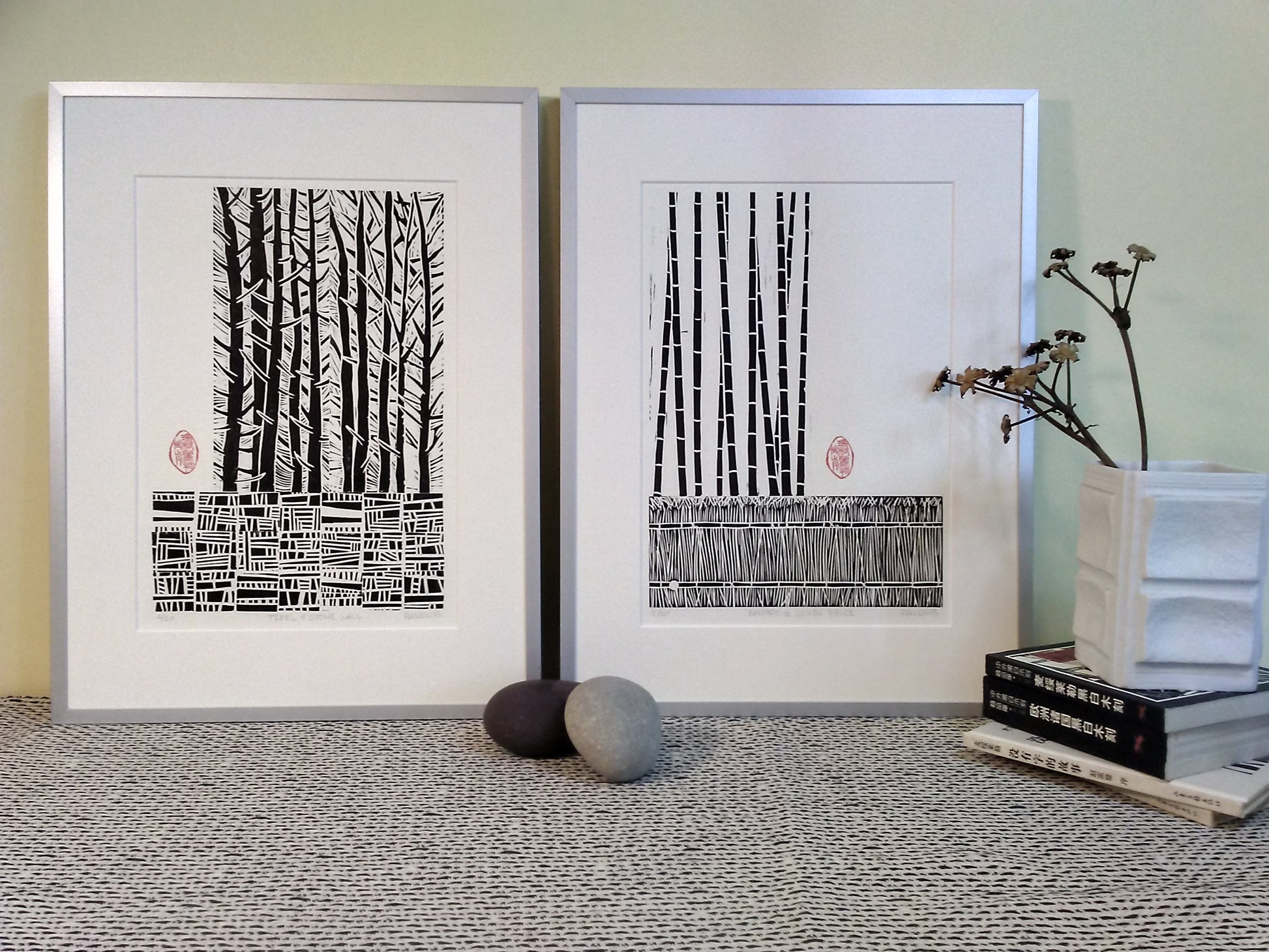 Bamboo & Woven Fence Print Framed