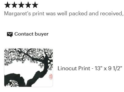Japanese Pine Tree Linoprint - Modern Asian Style - TWISTED PINE by Margaret Rankin