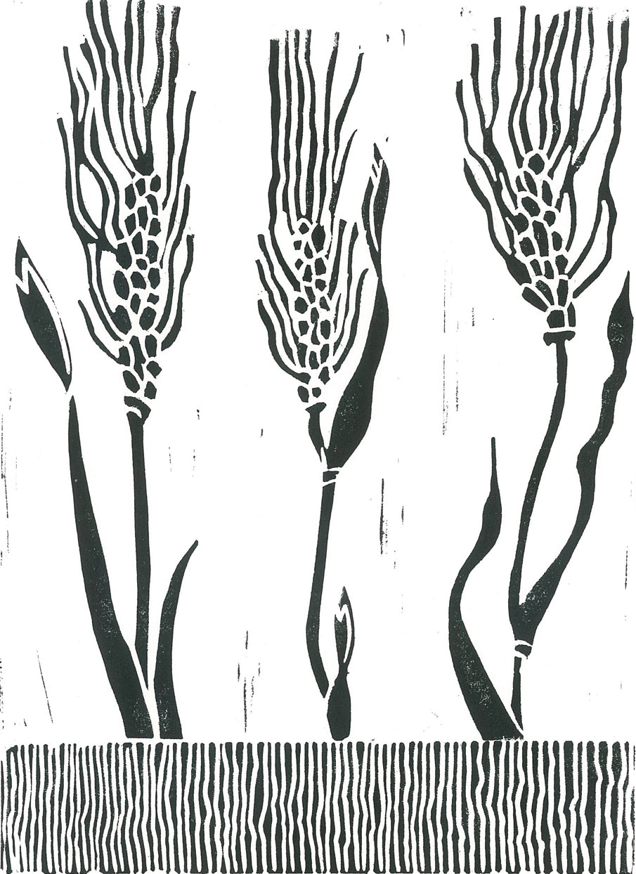 Wheat Grass Linocut Print 8"x10"